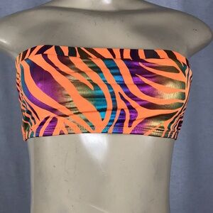 Raving multi color zebra strapless tube top size small New Without Tags